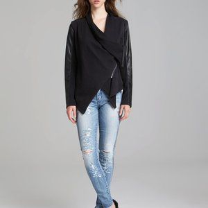 GRAY Blank NYC Faux Leather Asymmetrical Jacket